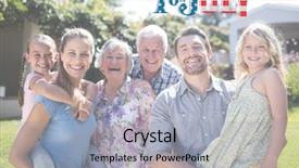  Presentation with 4th july - PPT layouts featuring smilinga merican family background and a  colored foreground