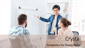  Presentation with asian - Presentation theme having smilling asian young man making background and a soft green colored foreground