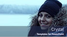  Presentation with winter forest - PPT theme having smilling-young-woman-in-warm background and a navy blue colored foreground