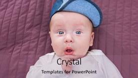  Presentation with hat - Beautiful slide deck featuring smily - baby boy in hat posing backdrop and a violet colored foreground
