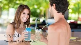  Presentation with young people diversity - Colorful presentation enhanced with smily - beautiful young people talking backdrop and a coral colored foreground