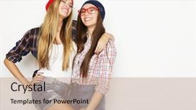  Presentation with lifestyle - PPT theme consisting of smily - close up lifestyle portrait background and a  colored foreground