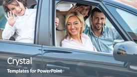  Presentation with college education happy smiling - Slide set featuring skyscrapers in downtown san diego background and a teal colored foreground.