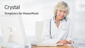  Presentation with portrait of excited overjoyed female - Presentation theme consisting of smily - portrait of a confident smiling background and a  colored foreground