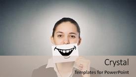  Presentation with group of three young girl - Theme featuring smily - pretty young girl holding white background and a soft green colored foreground