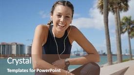  Presentation with happy smiling woman dental health - Slide set having smily sporty woman in activewear background and a tawny brown colored foreground