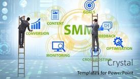  Presentation with social media - Colorful presentation theme enhanced with smm-social-media-marketing-concept backdrop and a light blue colored foreground