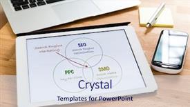  Presentation with search engine - Presentation theme featuring smo - busy working desk with tablet background and a sky blue colored foreground