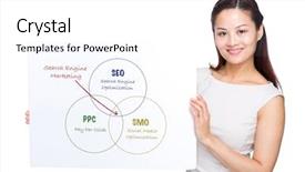  Presentation with search engine - Beautiful PPT theme featuring smo - woman holding with white poster backdrop and a white colored foreground