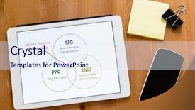  Presentation with search engine - Presentation theme consisting of smo - working desk with mobile phone background and a sky blue colored foreground