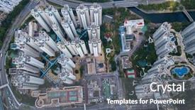  Presentation with view of hong kong - Colorful PPT theme enhanced with smog - aerial view of residential district backdrop and a gray colored foreground