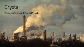  Presentation with released - PPT theme with smoke being released from smokestack background and a coral colored foreground