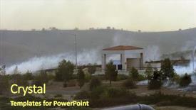  Presentation with wild fire - Colorful slides enhanced with smoke car truck - 10-22-2007 irvine california arson set backdrop and a  colored foreground
