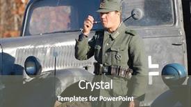  Presentation with military transport - Presentation with smoke car truck - german soldier and military transport background and a gray colored foreground