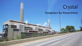  Presentation with thermal power station boiler - PPT theme with smoke car truck - power station and highway background and a  colored foreground