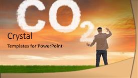  Presentation with emissions - Presentation theme consisting of smoke co2 green house effect - ecological concept of greenhouse gas background and a coral colored foreground