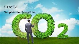  Presentation with emissions - Presentation design with smoke co2 green house effect - ecological concept of greenhouse gas background and a light blue colored foreground