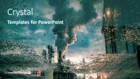  Presentation with global warming - Colorful presentation design enhanced with smoke-coming-out-of-factory backdrop and a ocean colored foreground