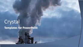  Presentation with global warming - Slide set enhanced with smoke-coming-out-of-factory background and a ocean colored foreground