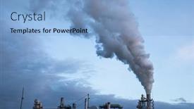 Presentation with global warming - Presentation design with smoke-coming-out-of-factory background and a light blue colored foreground