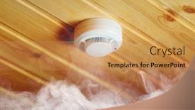  Presentation with fire alarm - Presentation theme having smoke-detector-in-wooden-house background and a coral colored foreground
