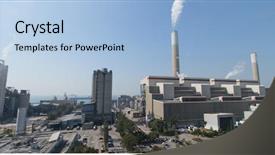  Presentation with factory - PPT theme with smoke from chimney in factory background and a light blue colored foreground