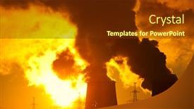  Presentation with pipes - Colorful slide set enhanced with air pollution - smoke from pipes on sunset backdrop and a tawny brown colored foreground