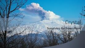  Presentation with volcano - Presentation design with smoke-from-snow-covered-volcano background and a light blue colored foreground