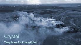  Presentation with drone fire - Slide deck with smoke-from-the-burning background and a ocean colored foreground