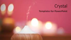  Presentation with diffuser - Amazing theme having smoke inhalation - aroma oil diffuser on blurred backdrop and a coral colored foreground