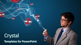  Presentation with cigarette - Slide deck with smoke inhalation - attractive young man smoking dangerous background and a ocean colored foreground