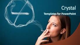  Presentation with cigarette - Cool new slide set with smoke inhalation - pretty young lady smoking unheathy backdrop and a ocean colored foreground