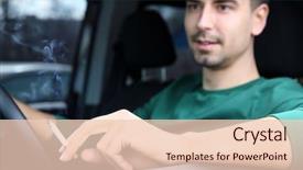  Presentation with sleepy yawning man driving car - Slide set having smoke inhalation - young man driving a car background and a lemonade colored foreground