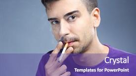  Presentation with green smoke color - Amazing slide deck having smoke inhalation - young man smoking cigarette backdrop and a violet colored foreground