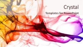  Presentation with green smoke color - Presentation with smoke isolated on white background background and a sky blue colored foreground