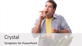  Presentation with grocery - Presentation theme having smoke shop - young man with his grocery background and a light gray colored foreground