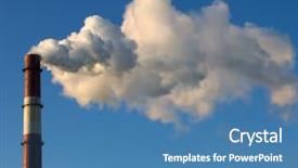  Presentation with sky blue - PPT theme with smoke stack on a blue background and a teal colored foreground
