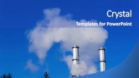  Presentation with industrial company - Beautiful PPT theme featuring smoke symbolic photo for environmental backdrop and a cobalt blue colored foreground