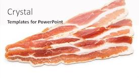  Presentation with bacon - Colorful slide set enhanced with smoked-bacon-strips-isolated backdrop and a sky blue colored foreground