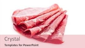  Presentation with appetizer - Presentation theme enhanced with smoked-bresaola-italian-appetizer-dried background and a coral colored foreground