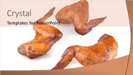  Presentation with restaurant menu - Presentation theme featuring smoked-chicken-wings background and a coral colored foreground