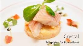  Presentation with porcelain - PPT layouts with smoked eel dish on porcelain plate background and a lemonade colored foreground