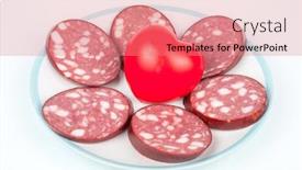  Presentation with heart health - Slide deck enhanced with smoked-fatty-sausage-and-heart background and a coral colored foreground