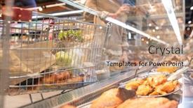  Presentation with products supermarket - Beautiful slide deck featuring smoked-fish-and-other-seafood backdrop and a coral colored foreground