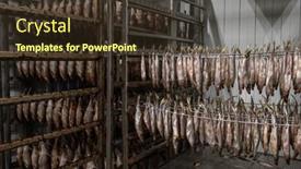  Presentation with fish - PPT theme having smoked-fish-production-concept-smoked background and a tawny brown colored foreground