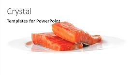 Presentation with salmon dish - Colorful theme enhanced with smoked fresh salmon piece on a big white dish backdrop and a white colored foreground