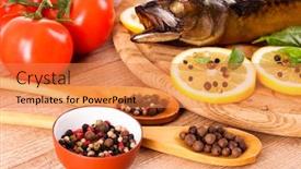  Presentation with pepper - Theme having smoked-mackarel-lemon-tomato background and a coral colored foreground