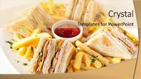  Presentation with french fries - Slide set consisting of smoked meat garnished with french background and a yellow colored foreground