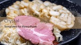  Presentation with served - Theme enhanced with smoked-meat-served-with-sauerkraut background and a coral colored foreground