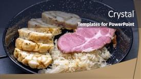  Presentation with served - PPT layouts consisting of smoked-meat-served-with-sauerkraut background and a wine colored foreground
